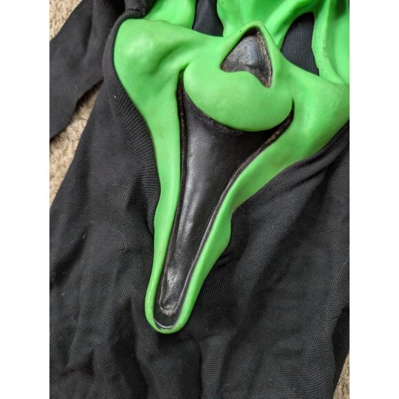 Vintage Green Scream Halloween Mask Fun World Div 90s Full Hood Smiling - Picture 2 of 10